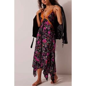 Free People There She Goes Printed Maxi Slip Dress